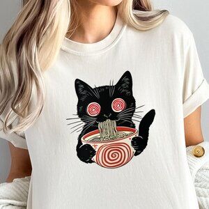 Psychedelic Ramen Cat T-Shirt, Kawaii Cat Lover Gift